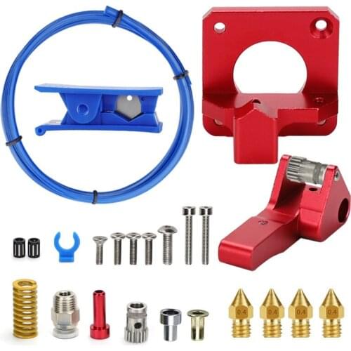 3D Printer Accessories Double Pulley MK8 Extruder Feeding Tube Kit with Brass 0.4mm Nozzle for CR10 PRO Ender 3 Series