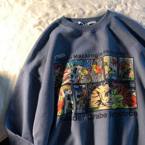 Winter Plus Velvet Thick Round Neck Pullover Male Young Students Wind Retro Korean Loose Fried Street Coat Tide