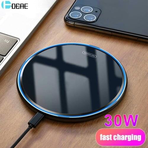 QI 30W Wireless Charger Dock For iPhone 12 11 XS XR X 8 Airpods Pro Induction Fast Charging Pad for Samsung S21 S20 S10 Note 20