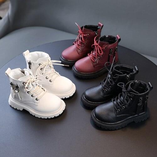 2021 Spring Autumn Winter Martin Boots Light Girl Platform Shoes Burgundy Beige Black Boys Short Boots Super Cozy Shoes E09072