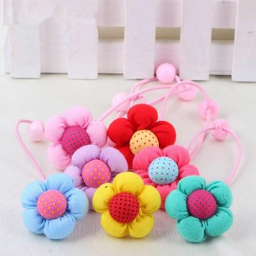 Brand 5pcs/bag Big Flowers Child Rubber Bands 2015 New Hair Holder Hair Elastic Accessories Girl Tie Gum 5 color mix