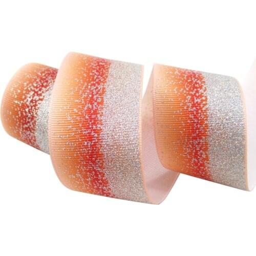 David accessories 1'' 25mm 50yards/roll Glitter Gradient Grosgrain Ribbon DIY Gift Wrap Bow Material Wedding Decoration,50Yc8388
