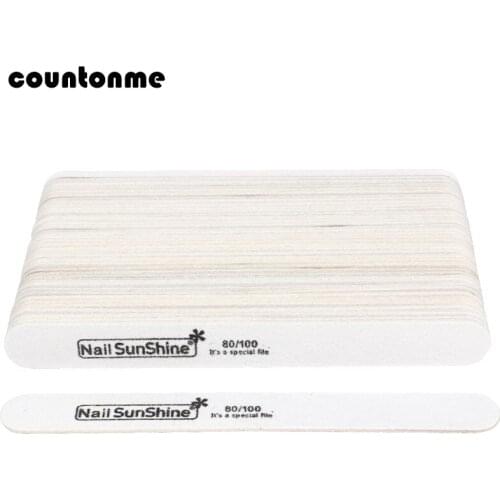 Wooden Nail Files 80/100 Wood Sanding Buffer 100pcs White Sandpaper Pedicure Manicure Artificial Nail Tips Nail Polisher Block