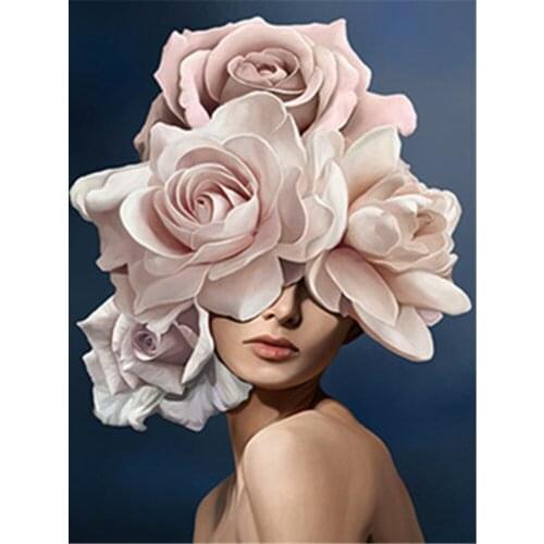 Girl Flower DIY Embroidery Cross Stitch 11CT Kits Needlework Craft Set Cotton Thread Printed Canvas Home Dropshipping