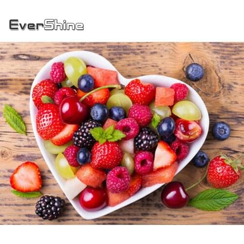 Evershine Diamond Painting With Square Rhinestones Fruit Diamond Embroidery Cross Stitch Kit Fruit Picture Kitchen Wall Stickers