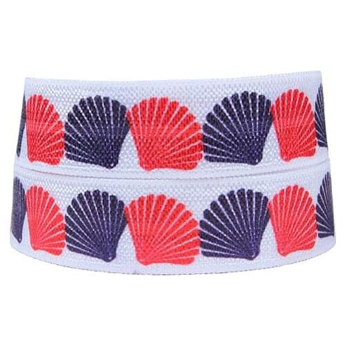 FLRA ElasticRed and blue shell fold over elastic ribbons for hair ties