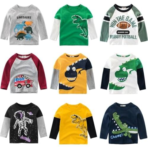 Kids Clothing T shirts Print Girls Boys Cotton Children Dinosaur shirt Baby Toddler Tops Cartoon Full Long Sleeves Clothes