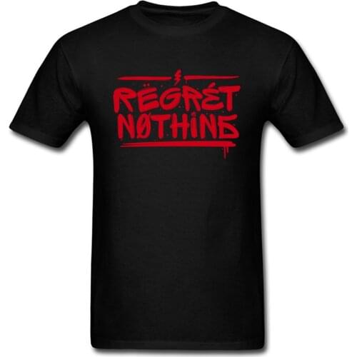Regret Nothing Mens T Shirts Letter T-shirt Black Red TShirt Youth Tops Hip Hop Tees Simple Chic Clothes Cotton High Quality