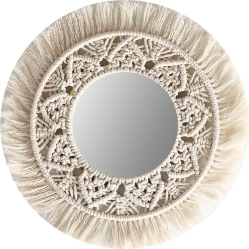 Ins Nordic Mirror Handmade Tapestry Makeup Mirror Bedside Bedroom Homestay Porch Hotel Home Decoration Art Wall Hanging