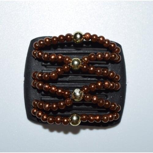 Coffee and golden beautiful beads small size magic comb 20 pcs/lot Easy to Use