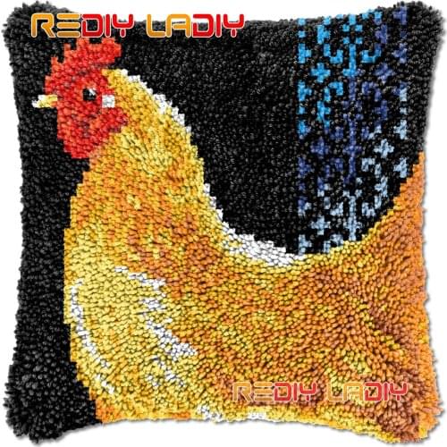 Latch Hook Cushion Proud Hen DIY Needlepoint Kits Chunky Acrylic Yarn Arts Crocheting Lofty Pillow Case Hobby & Crafts