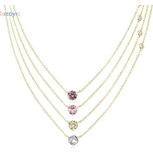 Lozoya Winter Luxury Wedding 925 Sterling Silver Gold Lavender Zircon Charm Pendant Charm Necklace Long Chain Jewelry Gift