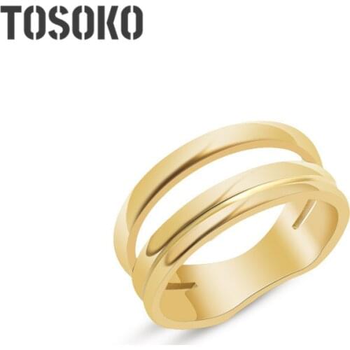 TOSOKO Stainless Steel Jewelry Multi Layered Wrapped Spiral Geometric Rings for Women Circle Polished Statement Rings BSA138