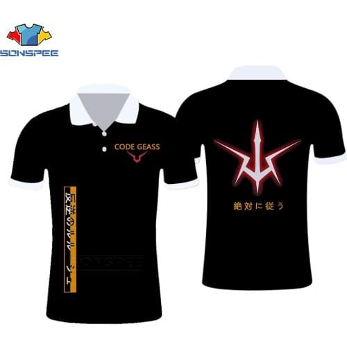 Anime Code Geass Men Polo Shirt Short Sleeve Casual Printing Solid Anti-shrink Shirts Quality Mens Clothing Summer Polos Tops
