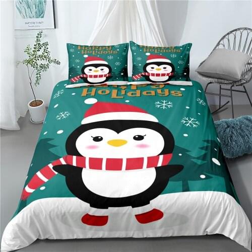 Cartoons Penguin Bedding Sets 3D Printing Duvet Cover Home Bed Quilt Cover for Kids Friends Christmas Gift New Years Gift
