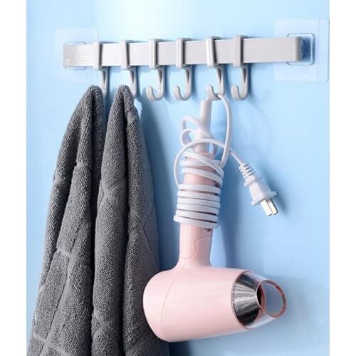 6 Hooks Wall Door Holder Hanger Rack Multifunction Storage Hook Holder For Spoon Scoop Bathroom Kitchen Organizer Dropship