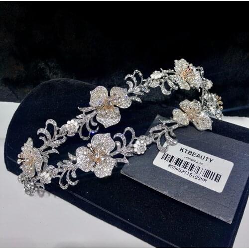 New Rhinestone Crystal Tiara Longer Size Silvery+Gold Headband Royal Bridal Wedding Dressing Crown Accessory Women Jewelry