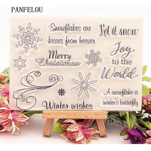 PANFELOU 15x10.5 Easter Snowflake bless Transparent Silicone Rubber Clear Stamps cartoon Scrapbooking/DIY New year album