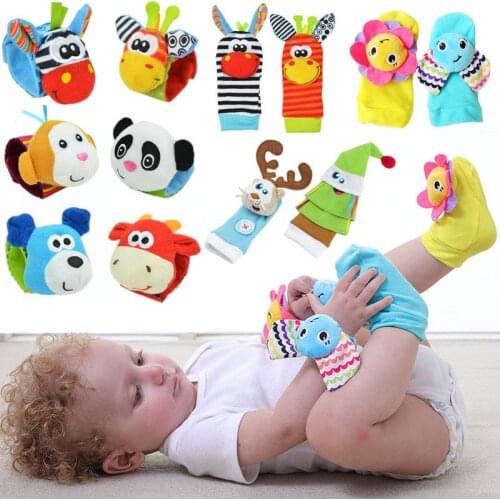 Infant baby toys bebe rattles/socks 2 pcs/set can make sound cute toy for baby boy toys kids toy Hanging Early Learning Educate