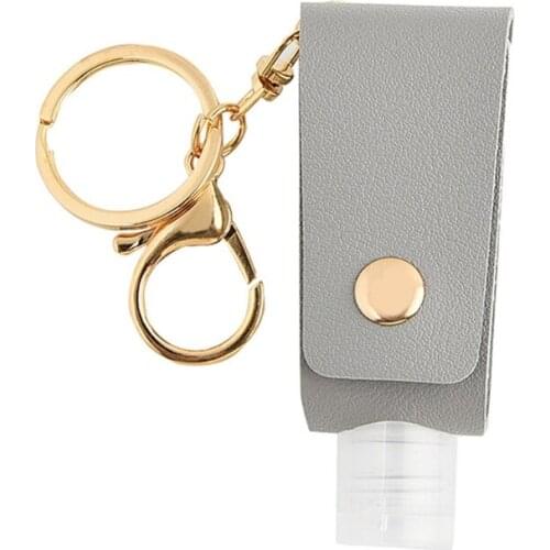 Portable Empty Travel Bottle 30ml PU Leather Pouch Holder Keychain Refillable 2XPB