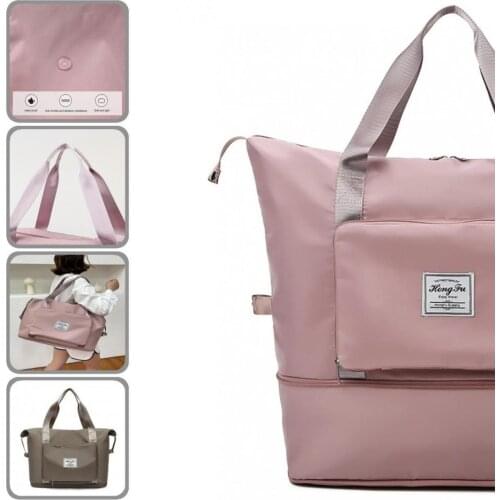 Practical Stylish Collapsible Shopping Tote Gym Bag Easy Store Gym Bag Solid Color for Outdoor