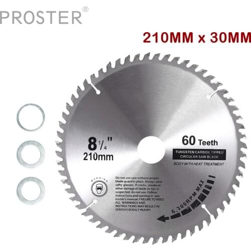 PROSTER TCT Circular Saw Blade 210mm * 30mm with 60 Teeth for Metal Aluminum Profiles & Solid Woodworking Cutter Tool Parts