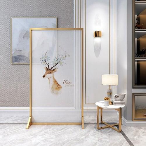 Nordic light luxury art screen modern home entrance partition living room porch hand-painted elk metal mobile screen