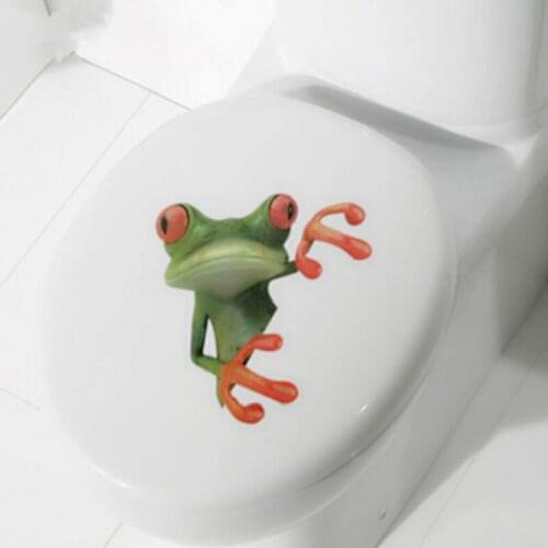 Crazy Green Frog Shore Wall Car Bathroom Toilet Seat Lid Cover Decal Sticker Home Decor Supplies JW