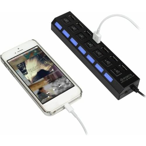 7 Ports USB 2.0 High Speed Power ON/OFF Switch Hub Adapter for Computer Laptop 2020