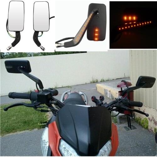 M10 Motorcycle Rectangle LED Turn Signal Light Side Rear View Rearview Mirror For Honda Kawasaki VT VTX VN CB CG Suzuki Cruiser