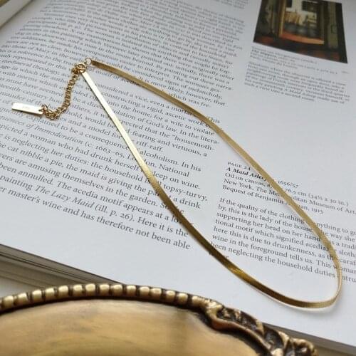 Silvology 925 Sterling Silver Flat Snake Chokers Necklace for Women 18K Gold Clavicle Chain Necklace Minimalist Charm Jewelry