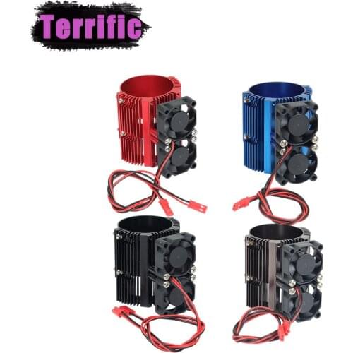 1/10 Dual Fan Motor Twin Cooling Radiator Heat Sink 41-43mm for High Speed 1:8 Motor Traxxas SUMMIT Big S E-REVO Big E