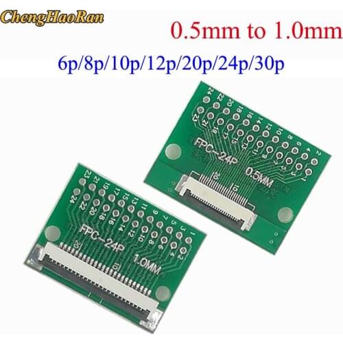 1PCS 6/8/10/12/20/24/30Pin Double sided FPC/FFC soft line adapter connector 0.5mm to 1.0mm straight 2.54 soft line adapter