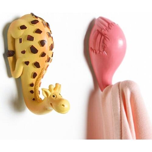 1PC Multi-Purpose Decorative Hook Creative Resin Animal Model Hooks Adhesive Hooks Hanging Door Clothes Towel Holder Racks Gift