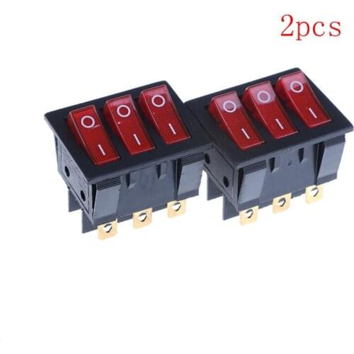 2PCS/lot 15A/250V KCD4 Triple 9-pin Rocker Switch