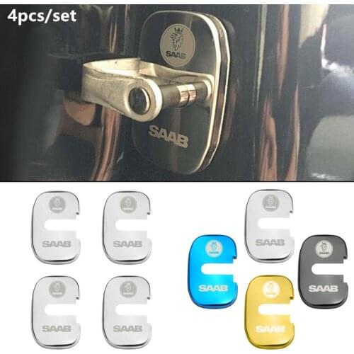 VEHICAR 4PCS Stainless Steel Car Door Lock Cover for SAAB DIY Decoration Car Door Lock Case Protector Badge Stickers Auto