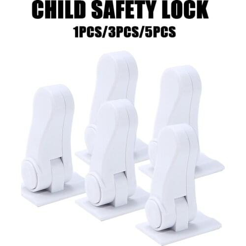 5pcs Plastic Kids Safety Door Lever Lock Safe Security Window Door Sash Lock Safety Lever Handle Sweep Latch