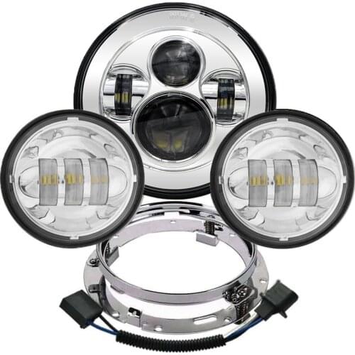 7" Chrome LED Projector Headlight 4.5" Fog Passing Light For Harley Touring Electra Glide Road King Softail Night Train Fat Boy