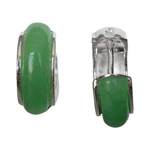 925 Sterling Jewelry Inlay Natural Green Natural Stone diameter 18mm Stud Natural stone bread Earing big earrings