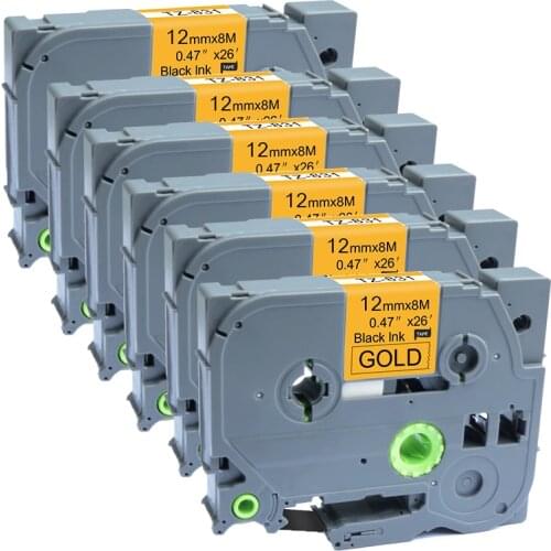 AOMYA P-Touch 6 PCS Compatible for Brother TZe-831 12mmx8m Standard Labeling Tape