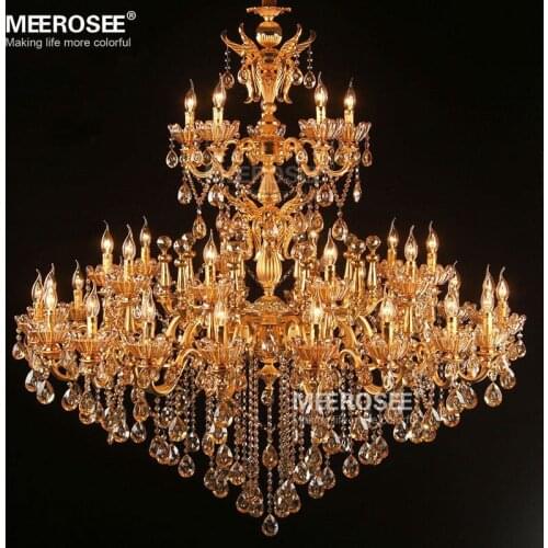 Large Royal Golden Crystal Chandelier Lamp Lustres Cristal Suspension Project Lighting Hotel Resteruant Villa Luminaire Lights