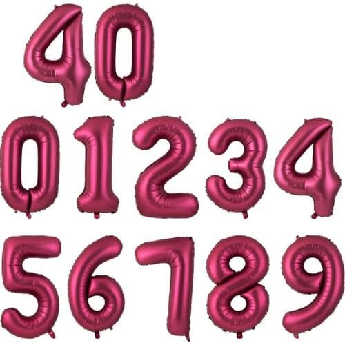 Big Size Wine Red Number Balloon Foil Letter Love Heart ShapeBalloons Child Adult Birthday Party For Home Decoration Supplies