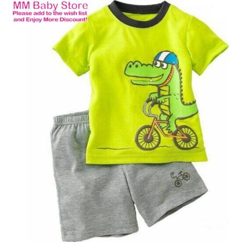 Cotton Summer Baby Children 2 Piece Set Shorts T-Shirt Suit Sodder Boy Kids Dinosaur Cartoon Infant Clothes Stuff For 1-7Years