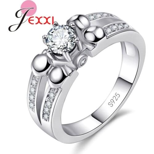 Classic Silver Color Women Rings Cubic Zirconia Wedding Engagement Band Finger Rings Fashion Anillos Jewelry