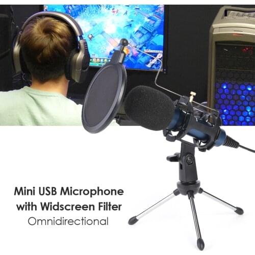 USB Gaming Recording Microphone Mic Condenser Recording Microfone Ultra-wide with Shock Mount Tripod Stand Pop Filter