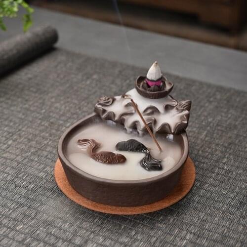 Fish Backflow Incense Burner Meditation Gifts Home Office Tea House Decor Chinese Censer Holder Zen Buddhist Crafts Ornaments