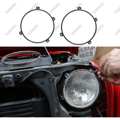 1 Pair 7" Inch Black Round Headlamp Mounting Ring Trim Bracket For Jeep Wrangler JK TJ Install Support Mount Bracket