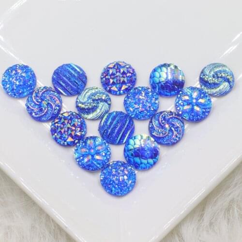 New 40pcs 12mm mixed 7 kinds of style Ocean blue flatback resin crystals diy fashion Decoration rhinestones