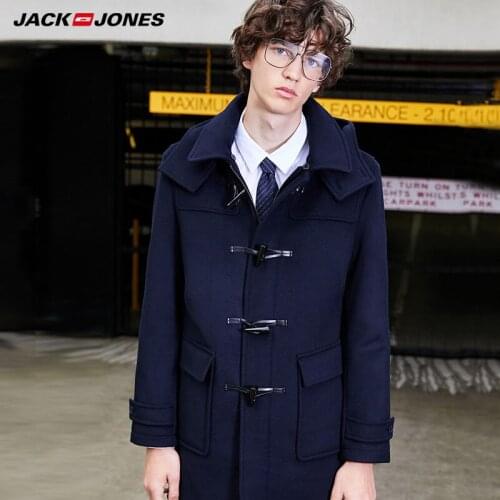 JackJones mens fall and winter detachable Lamb fur collar wool coat| 219327525