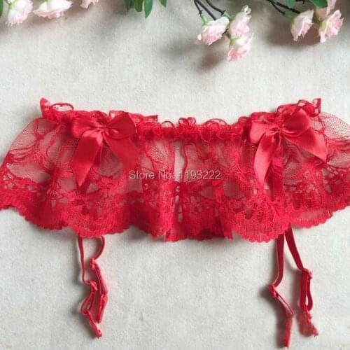 Fashion Sexy Women Girl Lingerie Cosplay Lace Floral Waist Garter Belt Bow Bowknot 4 Stocking Suspenders